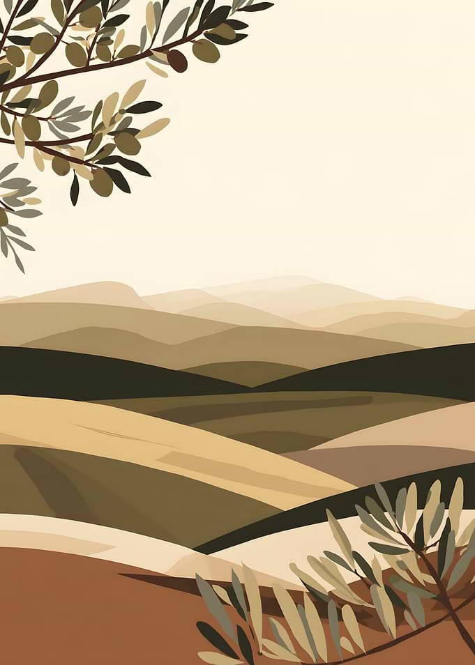 Minimalist Olive Grove Landscape