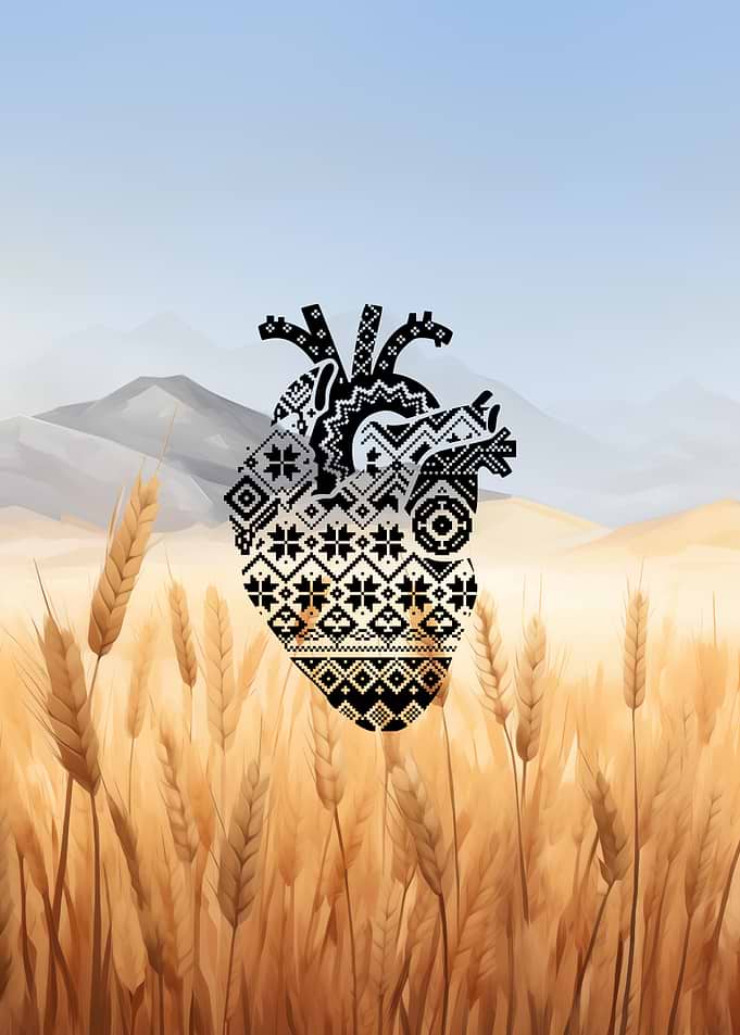 Patterned Heart in Wheat Field
