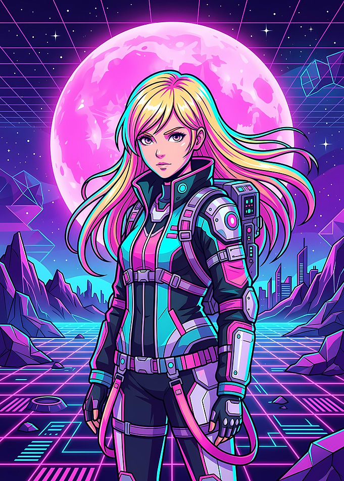 Synthwave Anime Space Explorer