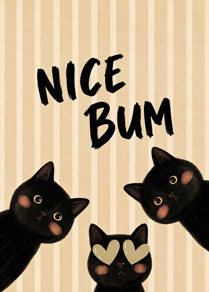 Funny Black Cat Wall Art