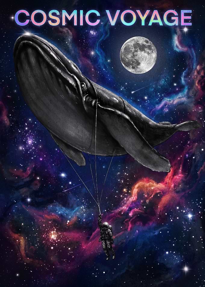 Cosmic Voyage Whale and Astronaut