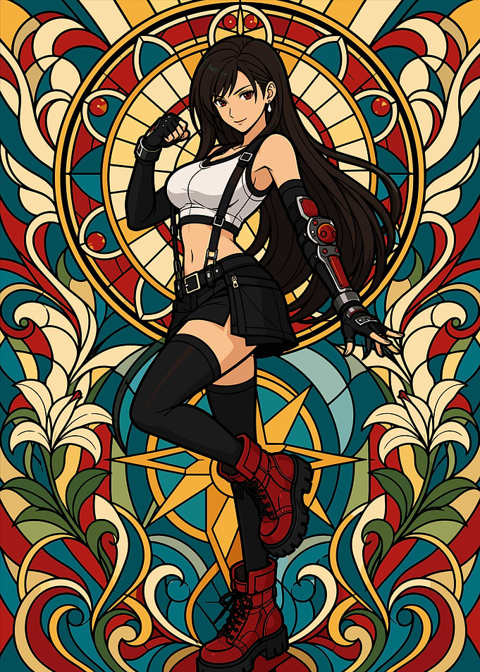 Tifa Lockhart Stained Glass Art