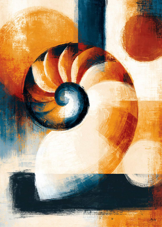 Japanese Organic Modernism No. 02 – Uzumaki Shell Abstract Wall Art