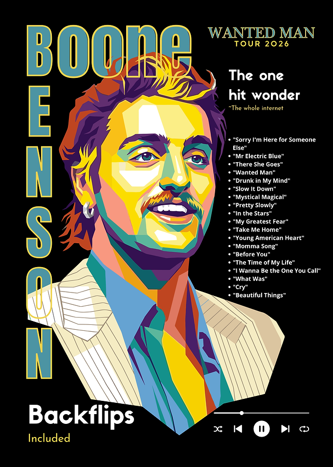 Benson Boone Tour 2026 Pop Art Poster