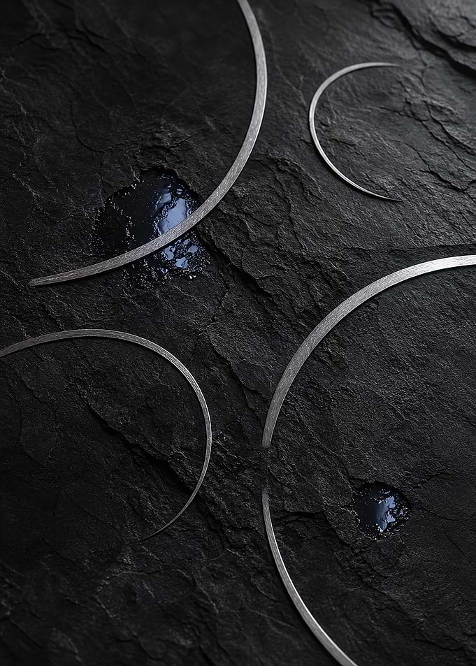 Silver Rain Rings on Black Obsidian