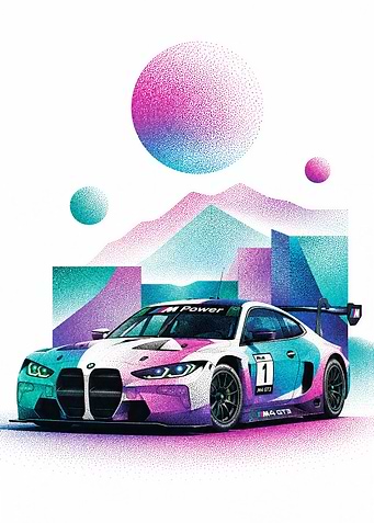 BMW M4 GT3 Stippling Art
