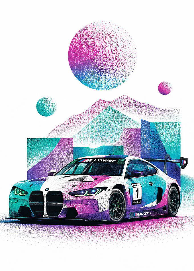 BMW M4 GT3 Stippling Art