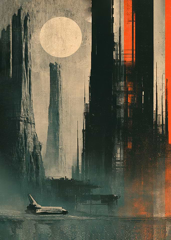 Futuristic Space Shuttle Landscape