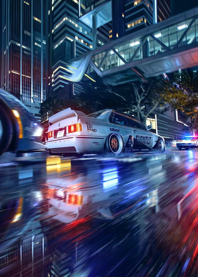 BMW E30 Street Racing Night Chase