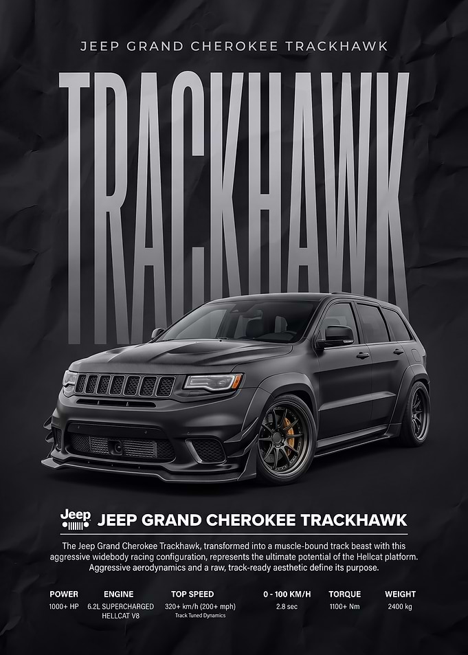 black sleek Grand Cherokee Trackhawk car Poster
