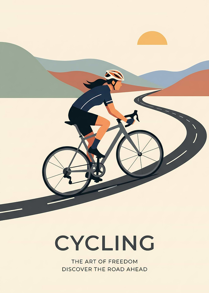 Minimalist Cycling Road Trip Poster