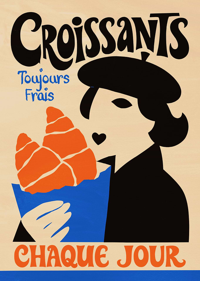 Vintage French Croissant Poster