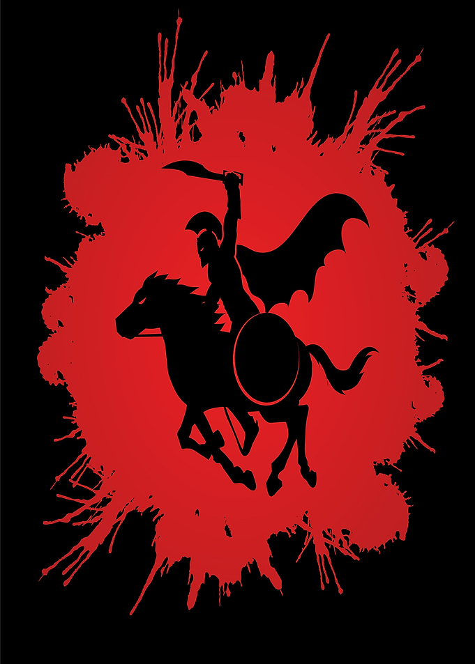 Spartan Warrior on Horseback Silhouette