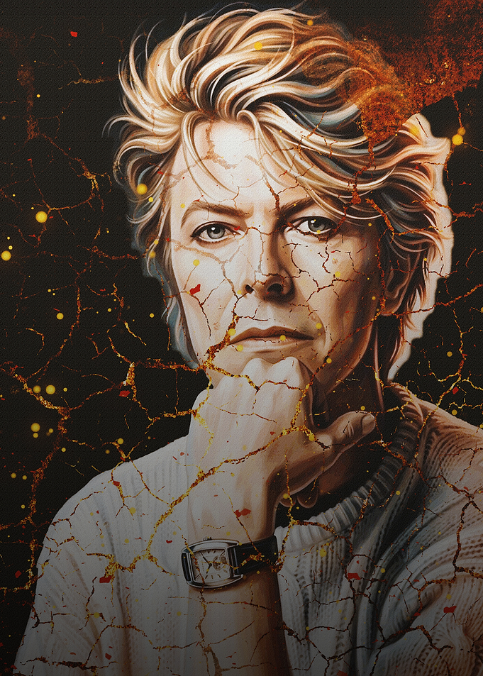 David Bowie Cracked Portrait Art