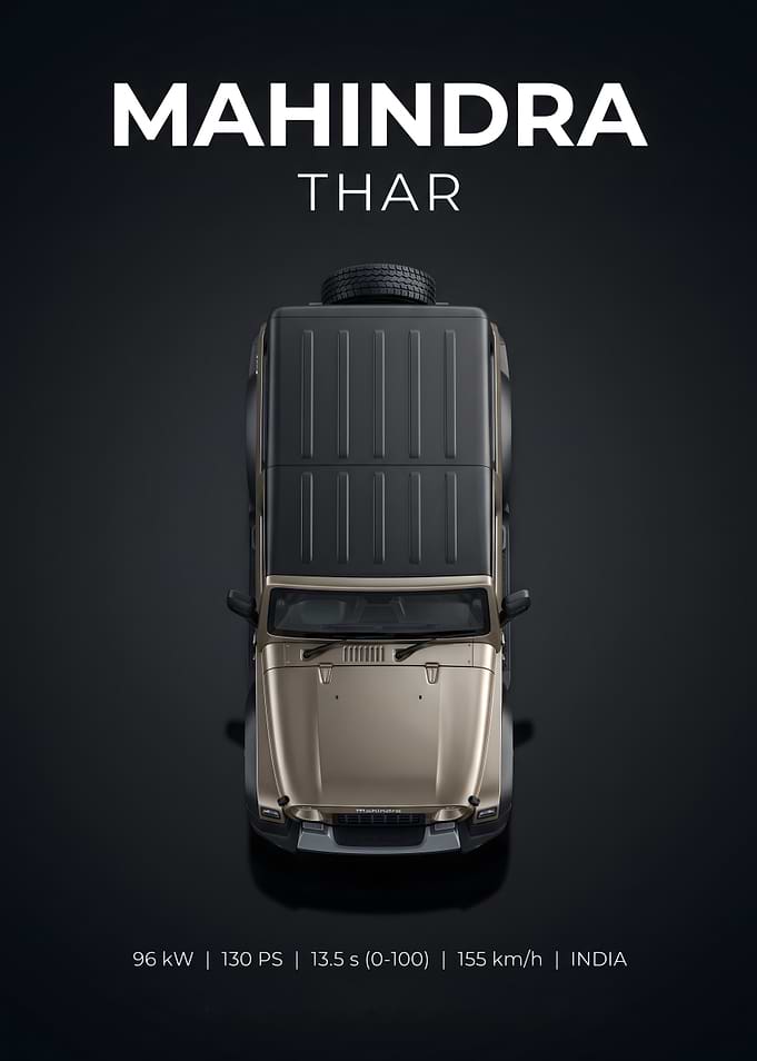 Mahindra Thar Top View Poster