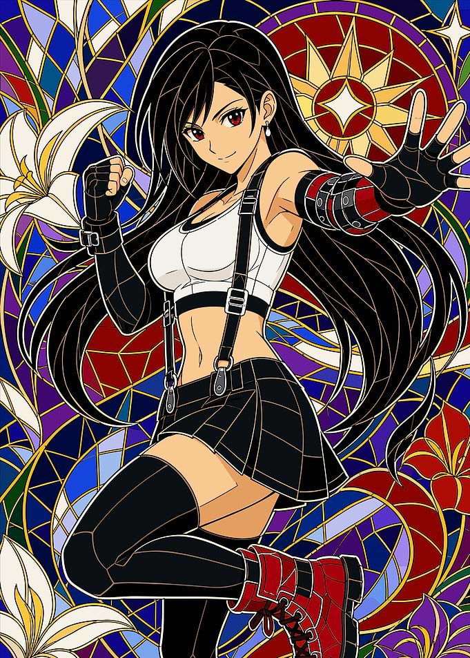 Tifa Lockhart Stained Glass Art