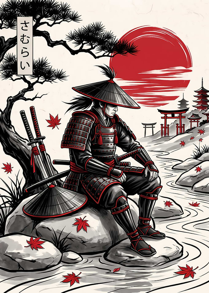 Samurai Resting by the River