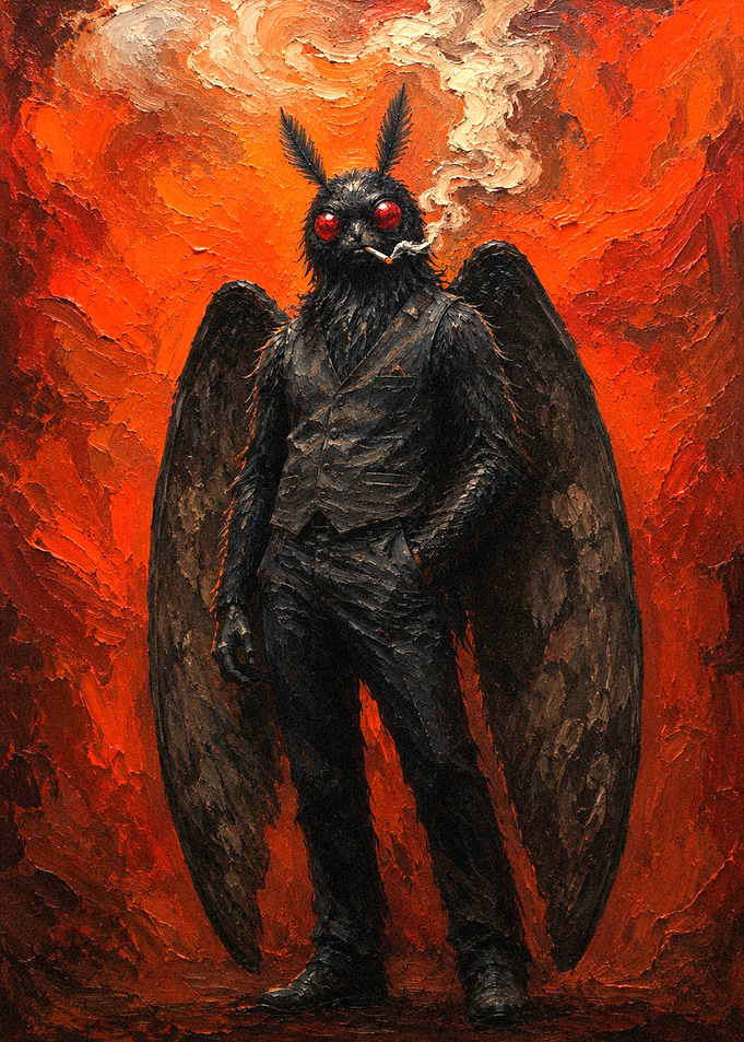 Mothman in a Suit Smoking