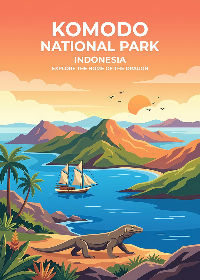 Komodo National Park Travel Poster