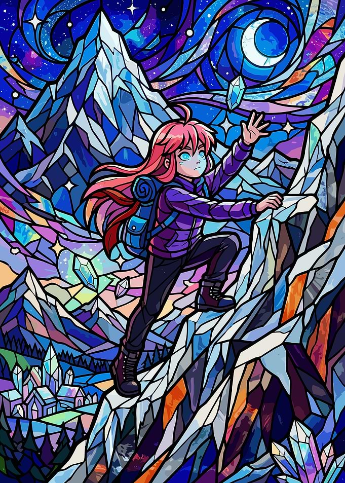 Celeste Stained Glass Mountain Climb