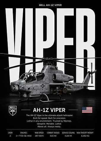 Bell AH-1Z Viper Attack Helicopter Poster
