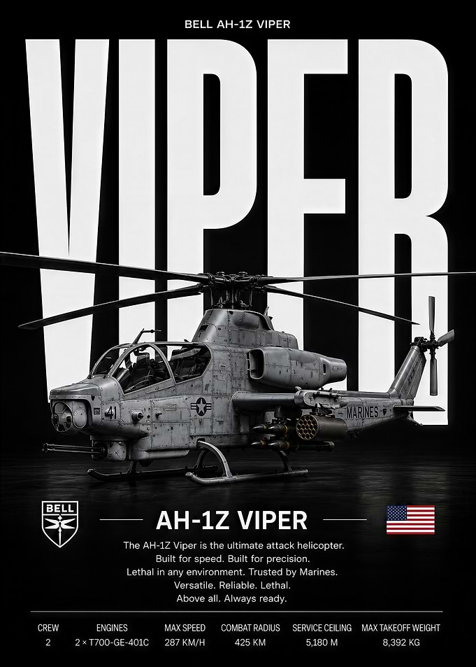 Bell AH-1Z Viper Attack Helicopter Poster