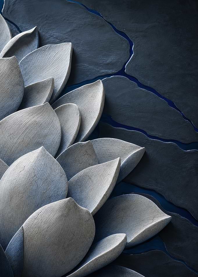 Moonlit Stone Lotus Petals on Slate