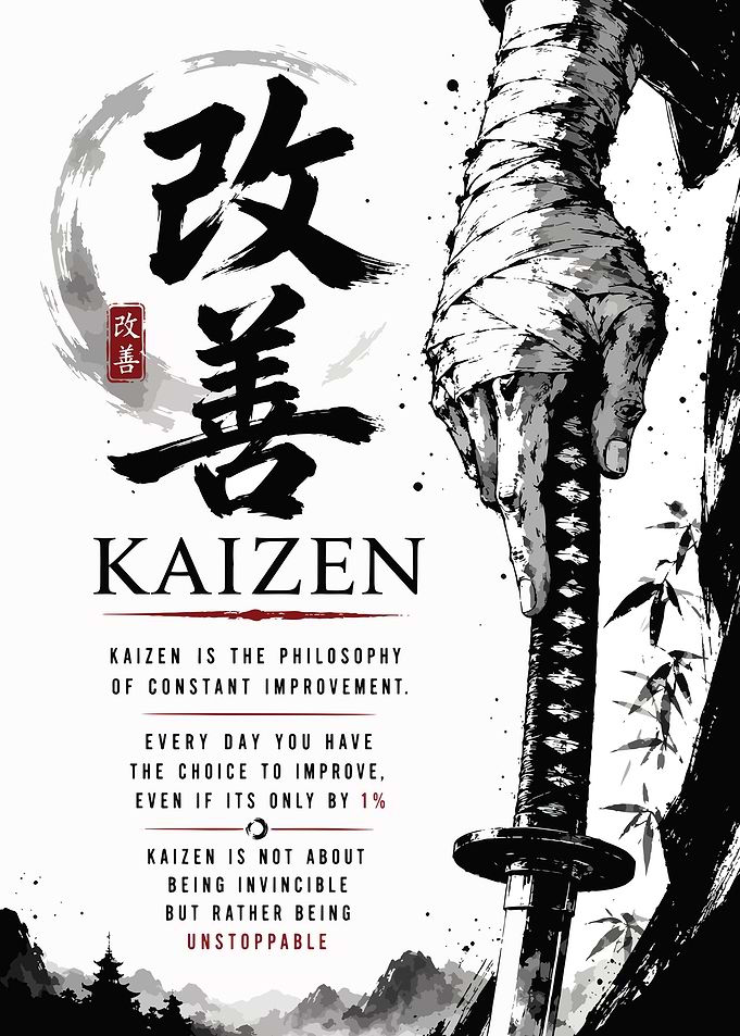 Kaizen Philosophy Samurai Sword Poster