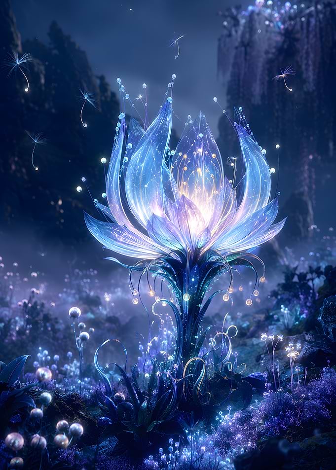 Glowing Bioluminescent Fantasy Flower