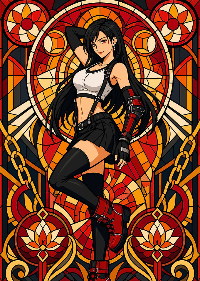 Tifa Lockhart Stained Glass Art