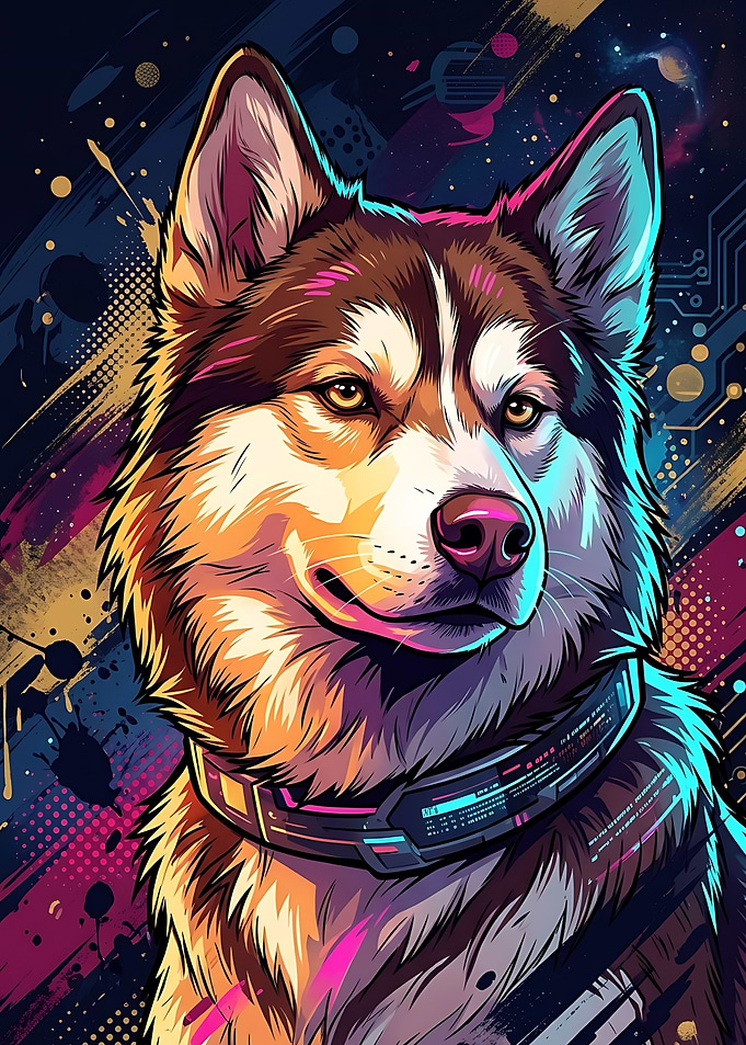 Cyberpunk Husky Portrait