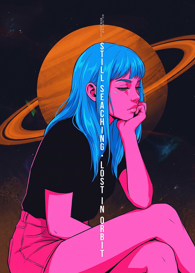 Lost in Orbit Space Girl Illustration