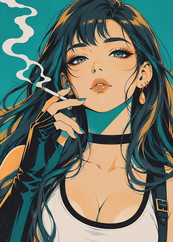 Tifa Lockhart Smoking Anime Portrait