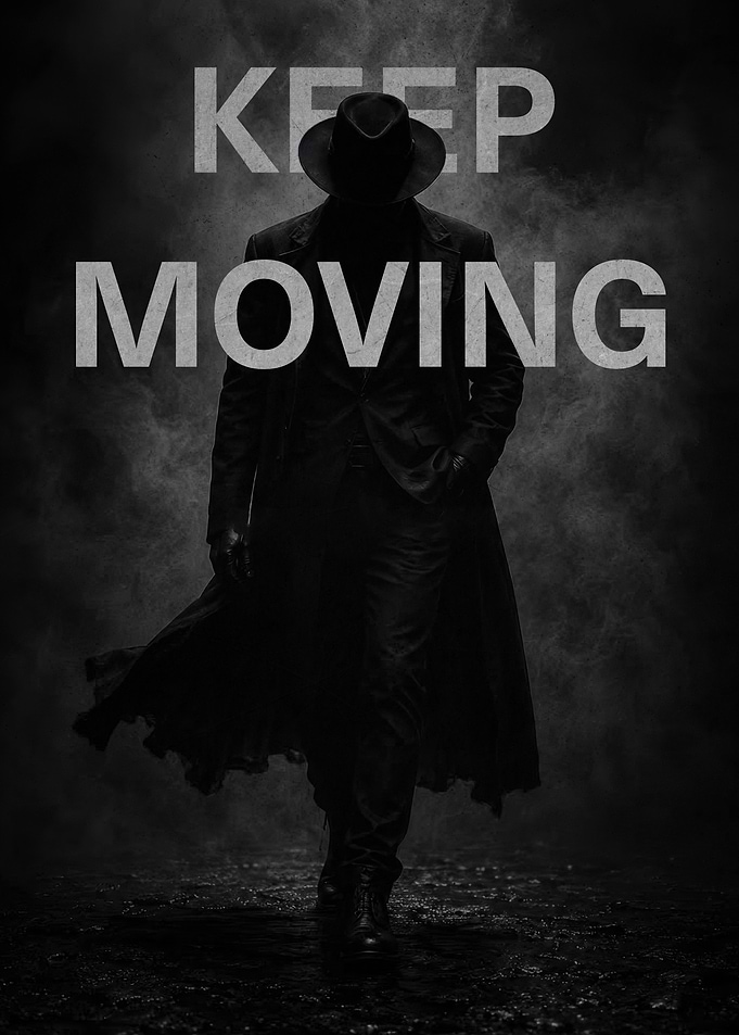 Keep Moving Noir Silhouette Poster