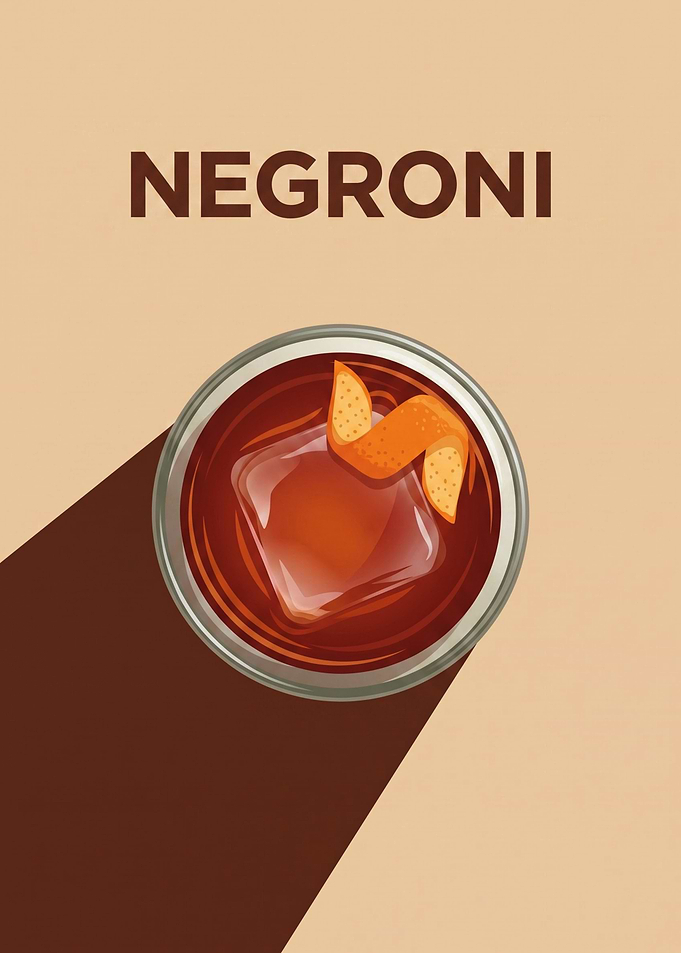 Minimalist Negroni Cocktail Poster