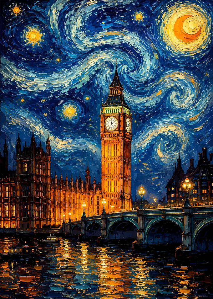 Big Ben in Starry Night Style