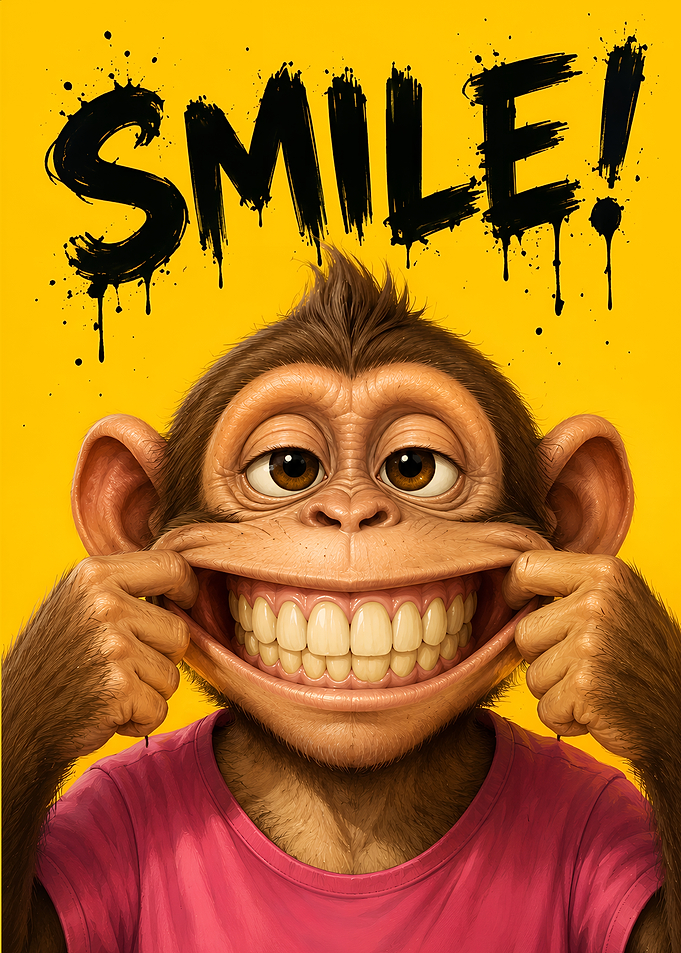 Funny Monkey Smiling Poster