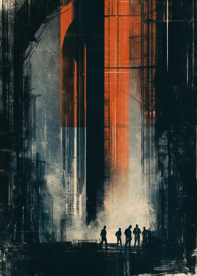 Rocket Launchpad Silhouette Poster
