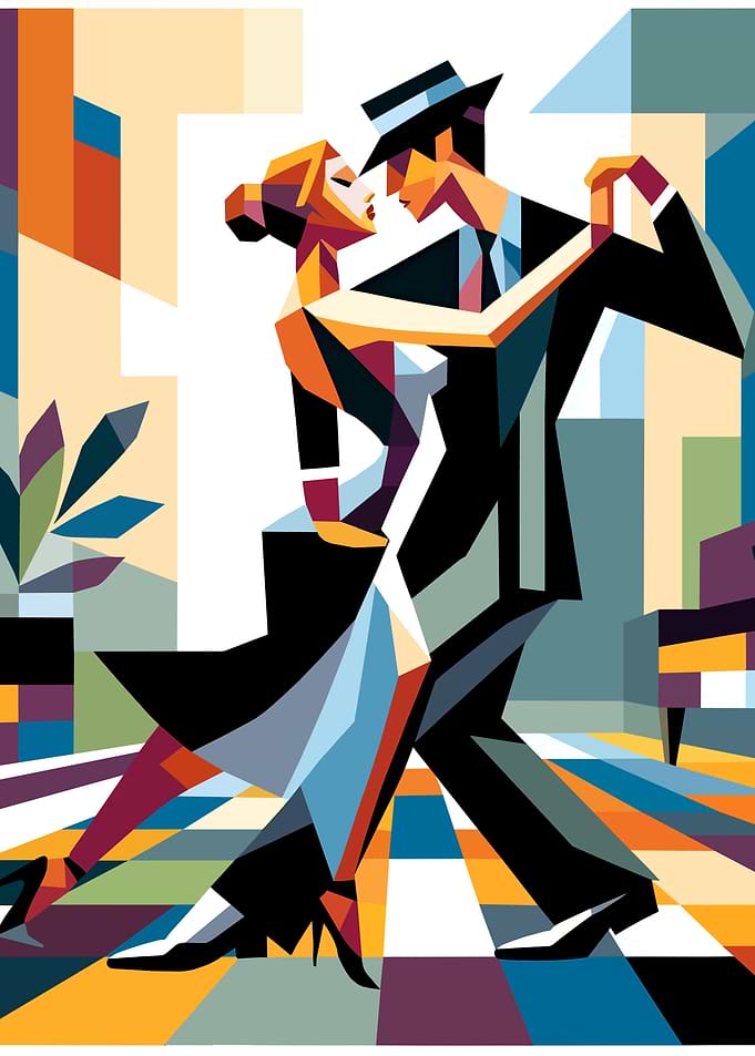 Geometric Tango Dancers Art