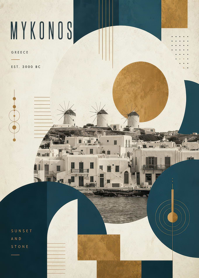Mykonos Greece Travel Poster