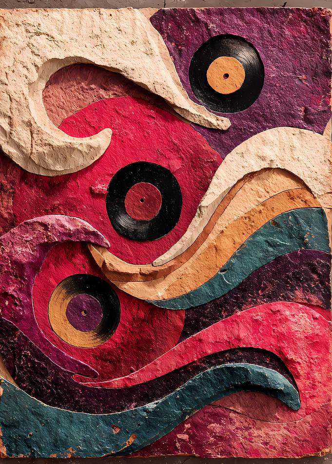 Abstract Vinyl Record Textured Wall Art