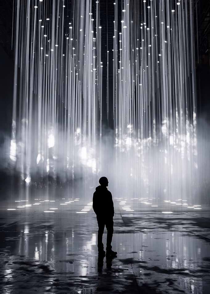 Silhouette in a Light Installation