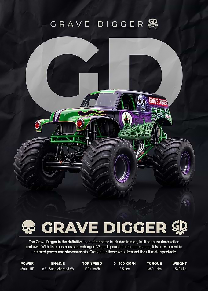 Grave Digger Monster Truck Poster