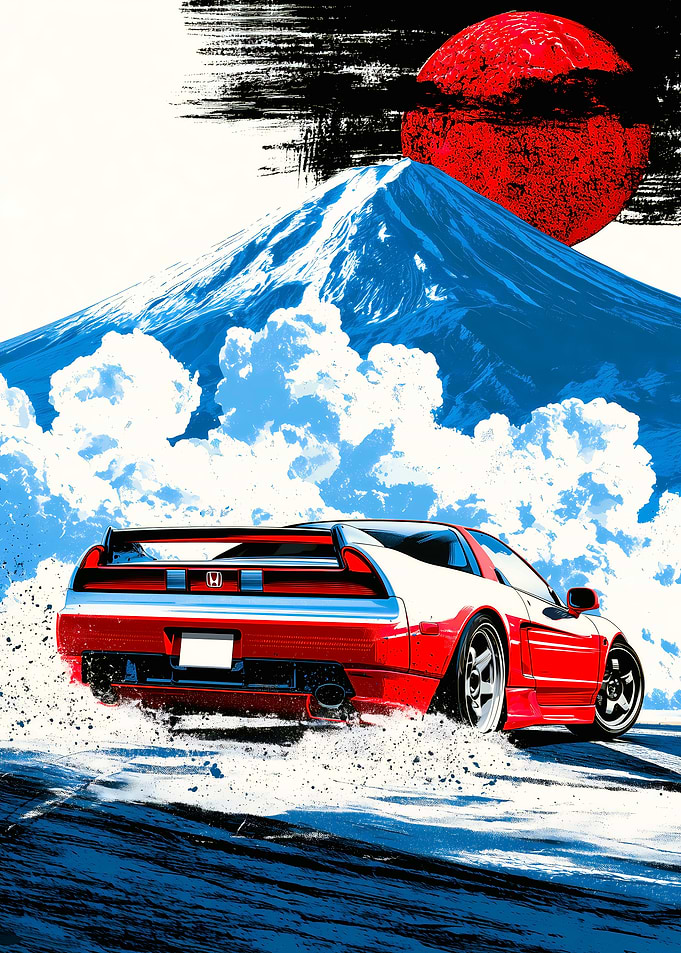 Honda NSX Drifting Near Mount Fuji