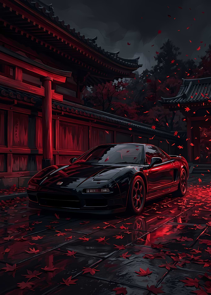 Black Honda NSX at Japanese Temple