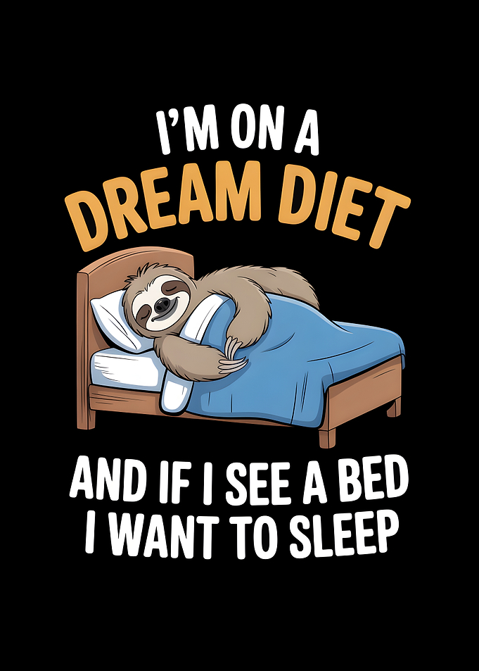Funny Sloth Dream Diet Illustration