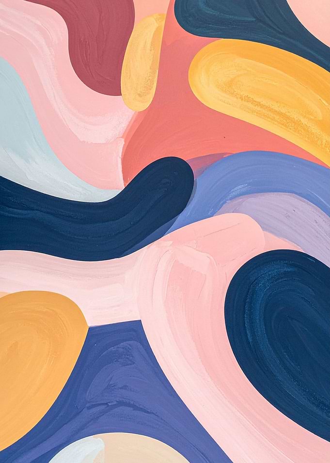 Abstract Colorful Fluid Shapes Painting