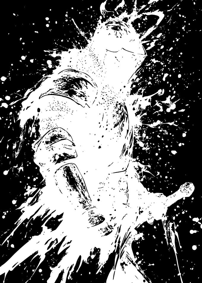 Ink Splatter Knight Silhouette