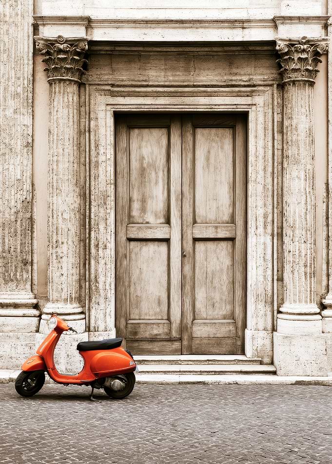 Nostalgic Retro Scooter by Ancient Door