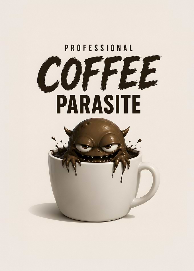 Professional Coffee Parasite Funny Monster Coffee Poster.